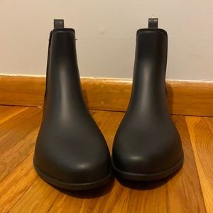 Black rain boots